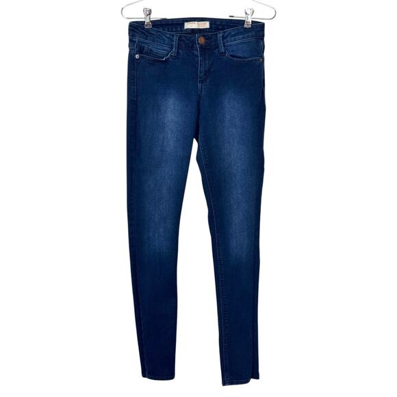 Low Rise Slim Fit Jeans Dark Wash Stretch Denim Zip Fly Women 7 Minimalist Y2k - Picture 9 of 16